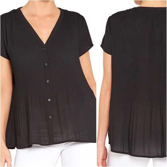 Pleione Tops - \Pleione\ Plisse Pleated Blouse